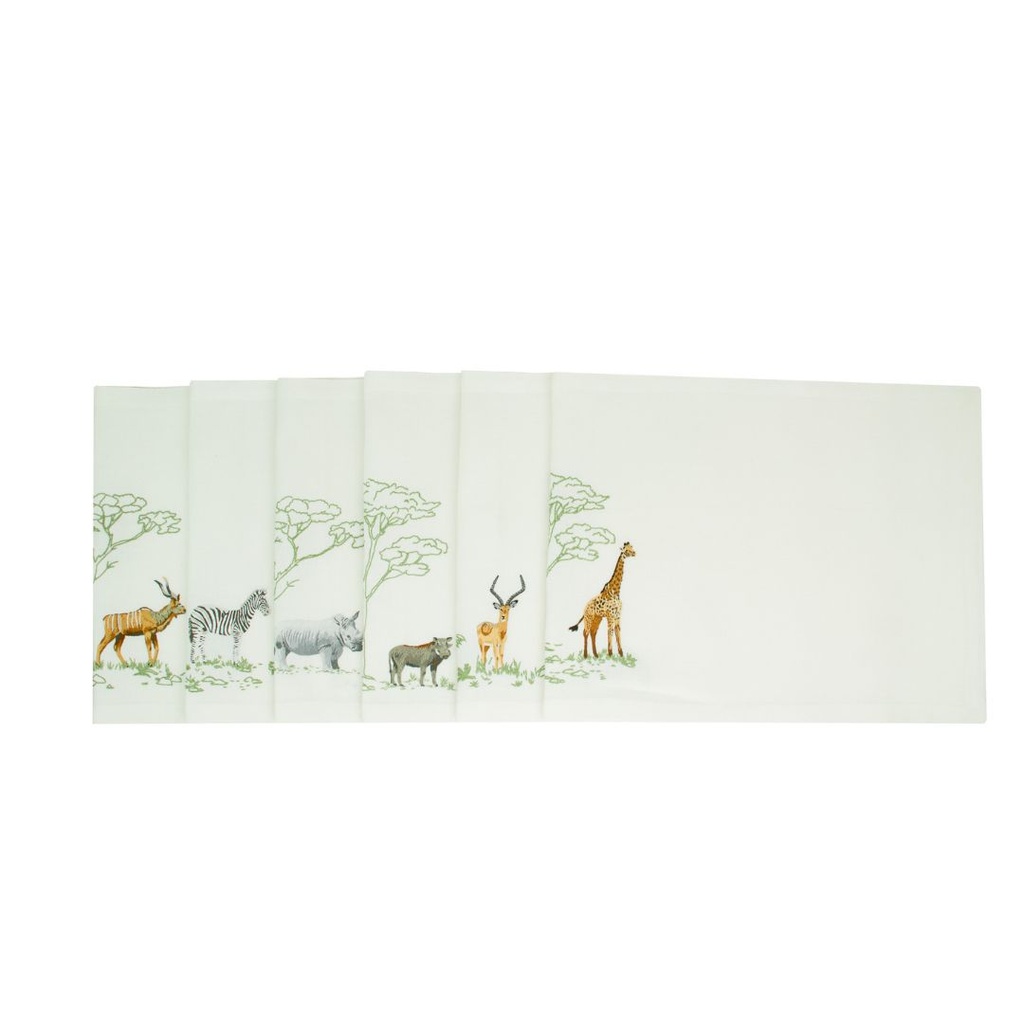 ANIMAUX D'AFRIQUE - 6 Sets de Table en Lin