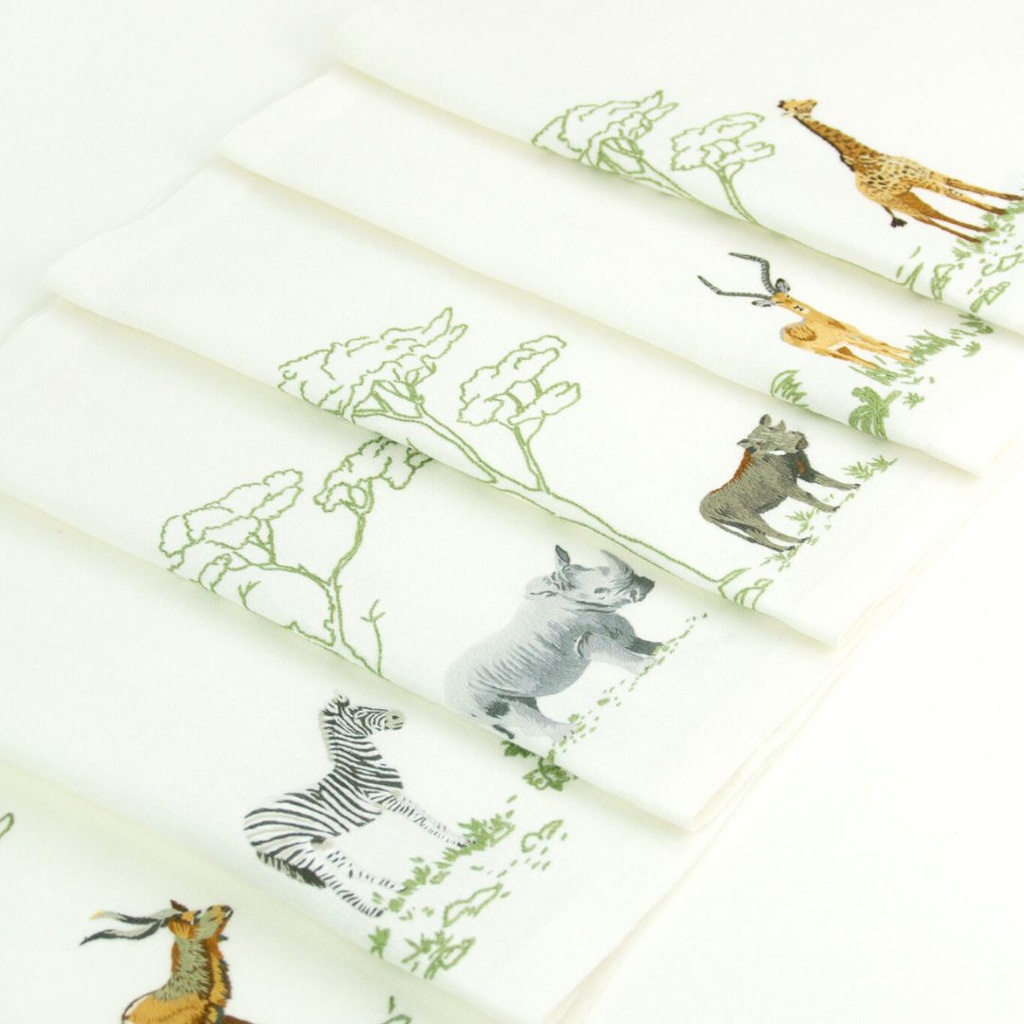 ANIMAUX D'AFRIQUE - 6 Sets de Table en Lin