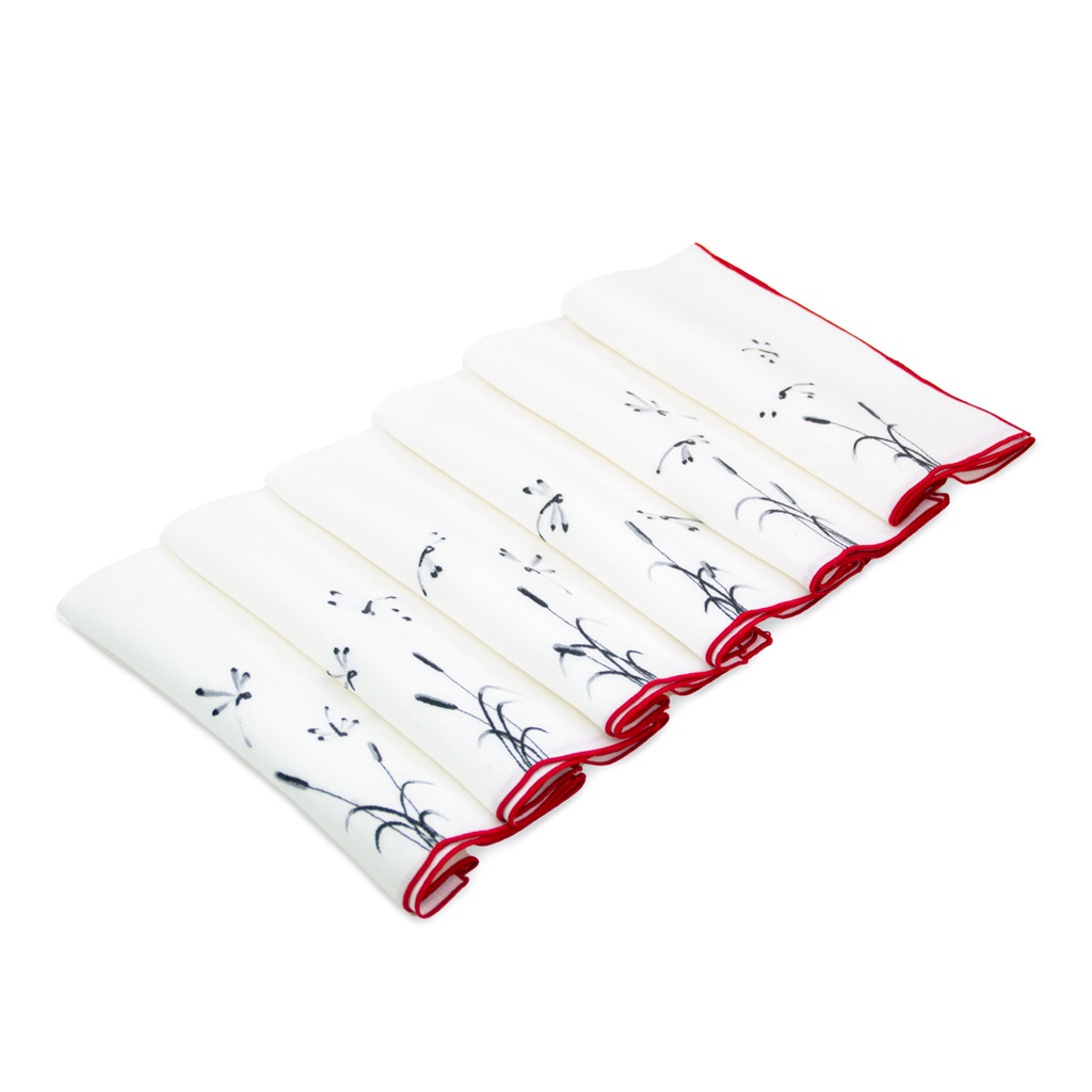 Libellules - 6 Serviettes de Table en Lin