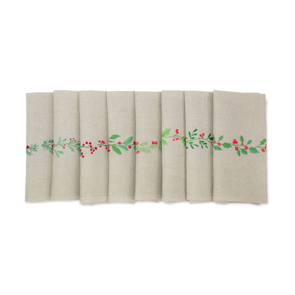 WINTER GARDEN - 8 Serviettes de Table en Lin