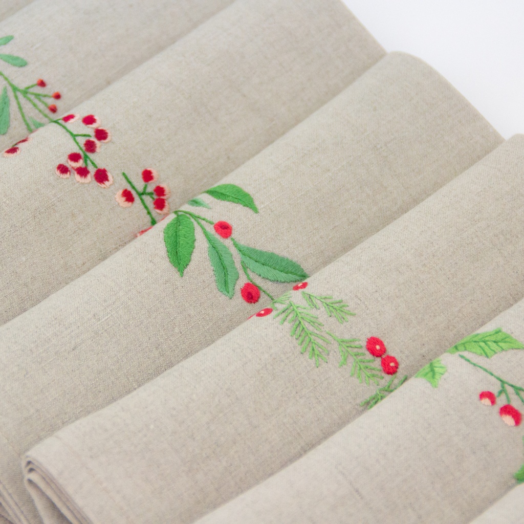 WINTER GARDEN - 8 Serviettes de Table en Lin