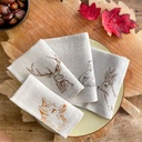 ANIMAUX DE LA FORET- 8 Serviettes de Table en Lin