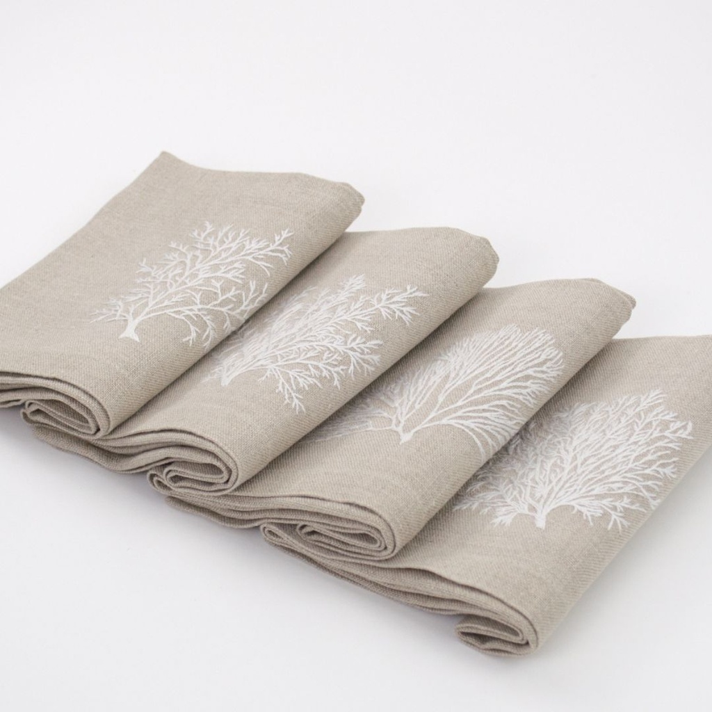 CORAUX GORGONES - 4 Serviettes de Table en Lin