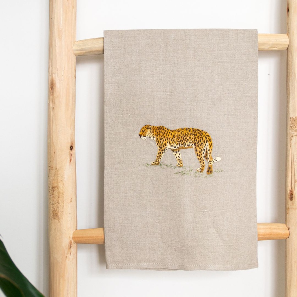 AFRICAN ANIMALS - Linen Guest Hand Towels
