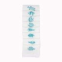 POISSONS FIJI- 8 Serviettes de Table en Lin Blanc