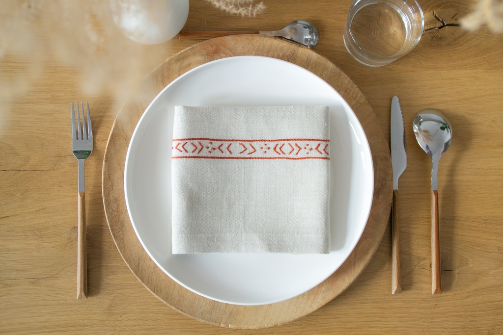 FRISE ETHNIC - 6 Linen Table Napkins