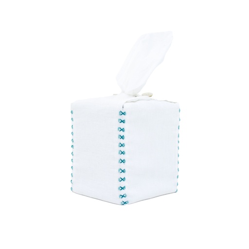 BEADS TURQUOISE - Tissue Box Cover "White Linen"