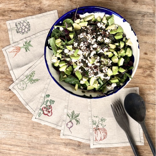 VEGETABLES - 6 Linen Cocktail Napkins