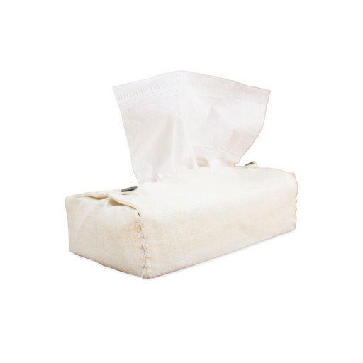 BEADS WHITE - Tissue Box Cover "Oyster Linen"