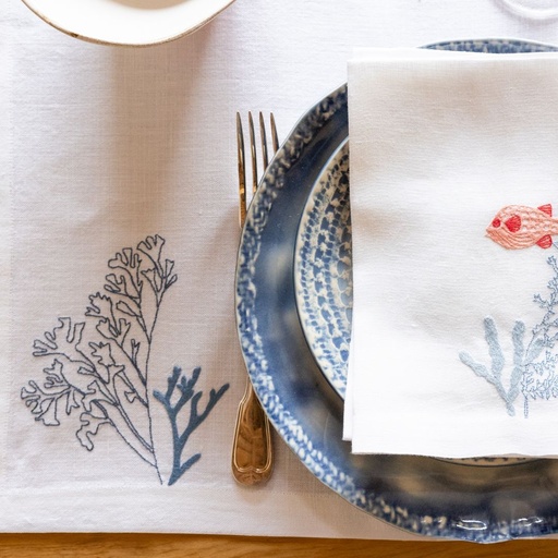 ATOLL FISH – 8 White Linen Placemats
