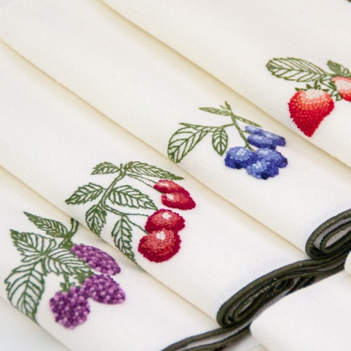 RED FRUITS – Set of 8 Linen Napkins