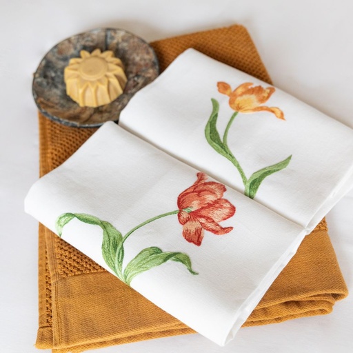 TULPEN - Linnen Gastendoekjes