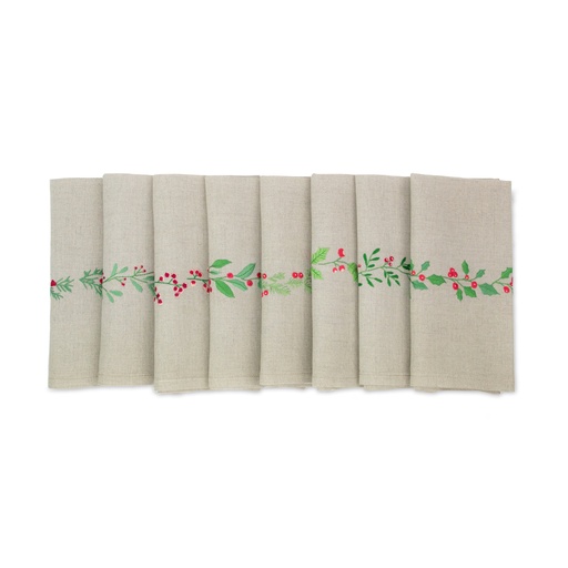 WINTER GARDEN - 8 Serviettes de Table en Lin