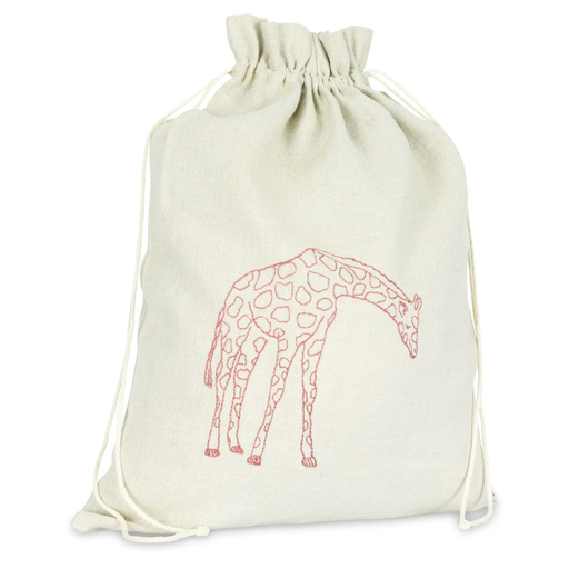 GIRAFFE - Linen Drawstring bag