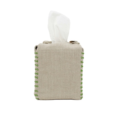 BEADS GREEN - Tissue Box Cover "Flax Linen"