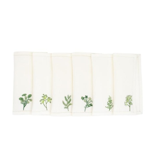 [CK2020FFEUGEOY] FINES LEAVES - 6 Linen Cocktail Napkins