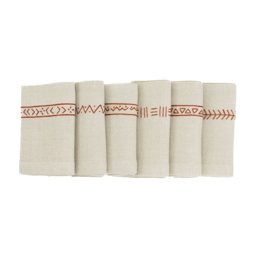 FRISE ETHNIC - 6 Linen Table Napkins