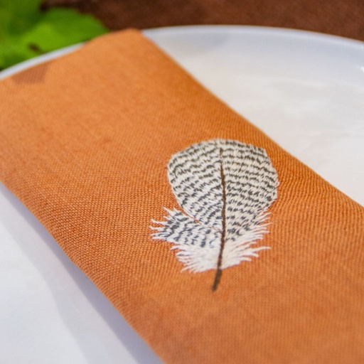 LES PLUMES - 8 Serviettes de Table en Lin